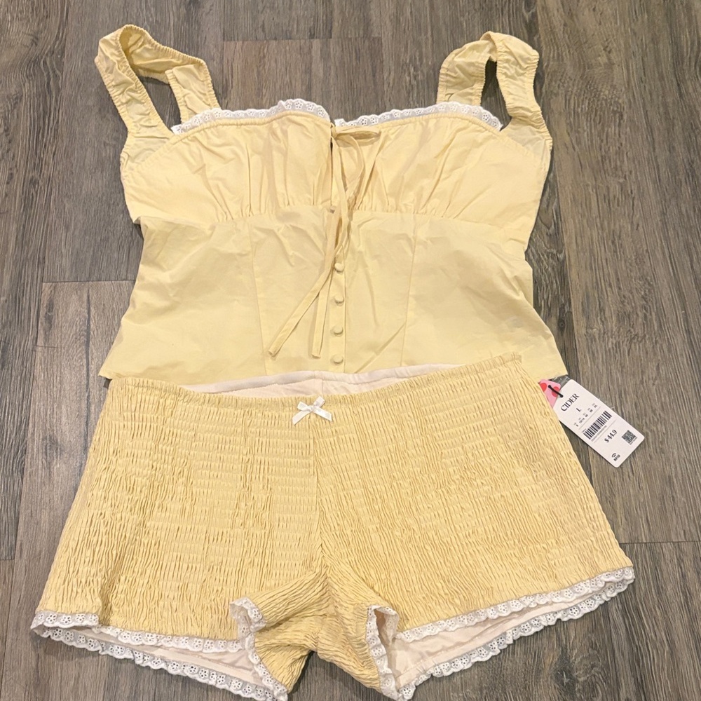 Cider butter yellow cottage core 2 piece set
